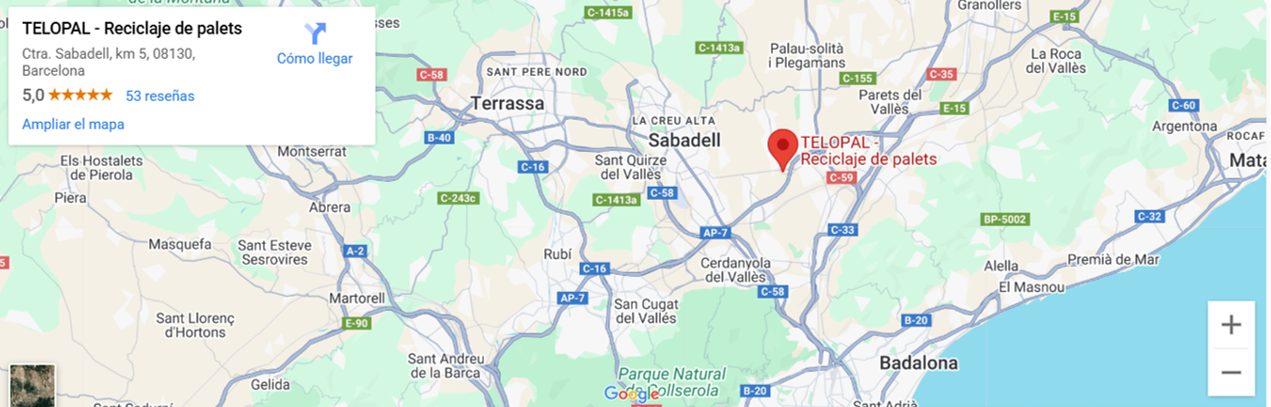 Ubicación de TELOPAL - Reciclaje de palets en Ctra. Sabadell, km 5, 08130, Barcelona